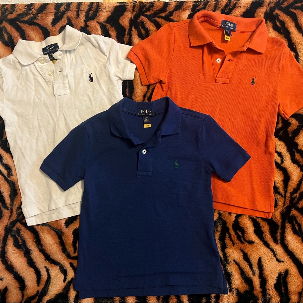 Polo by Ralph Lauren Kids' Polo Set - White, Orange, Navy Size: 4T